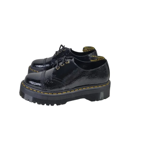 Dr.Martens 1461 Quad Platform Distressed Patent Leather Oxfords  Wms USM 7 USL 8 - Picture 4 of 11